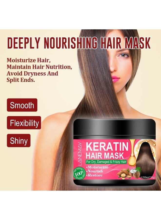 LANEMAY Collagen and Keratin Hair Care Mask - Deeply Moisturizes and Smoothens Hair, Strengthens Root, Improves Hair Quality - Image 4
